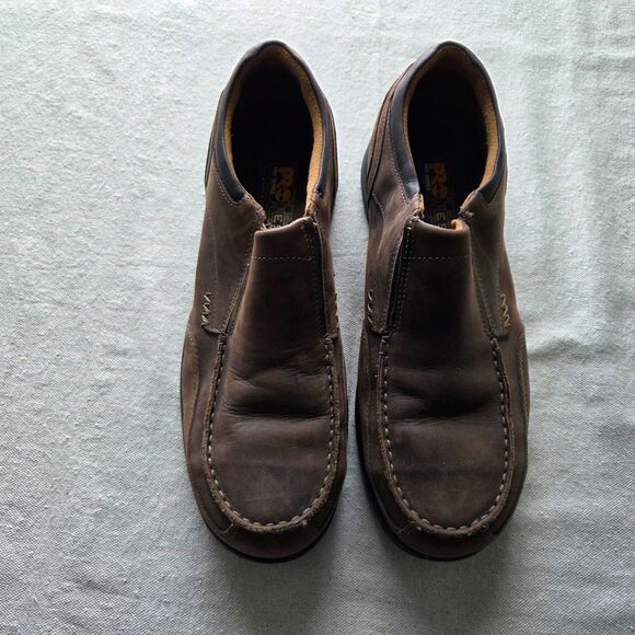 Timberland PRO Work Shoe Branston ESD Mens 13 M Safety Moc-Toe Brown Slip On - Picture 7 of 13